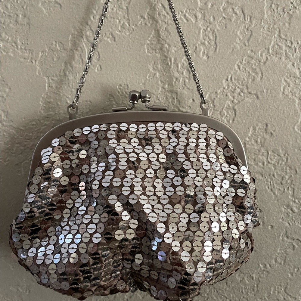 Old Navy Silver Sequined Evening Purse